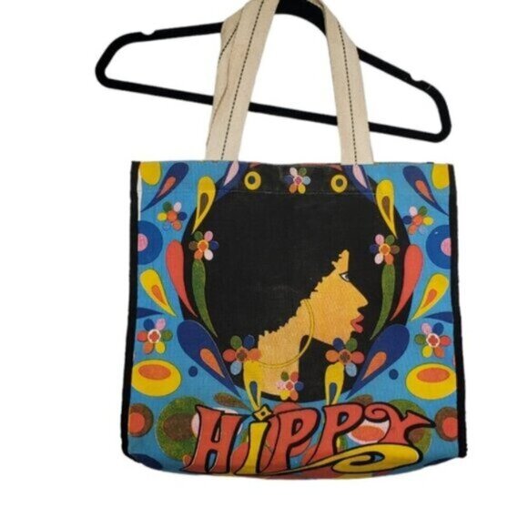 Boho Tote Bag Bright Hippy Graphic Cotton Canvas Retro Style Festival - Picture 14 of 16